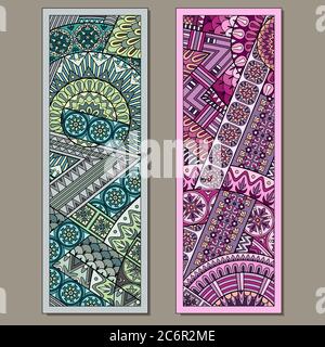 Set von abstrakten dekorativen ethnischen Lesezeichen Stock Vektor