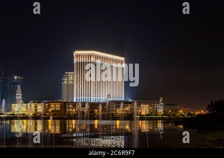 Nachtansicht des venezianischen Macao Casinos in Taipa, China Stockfoto