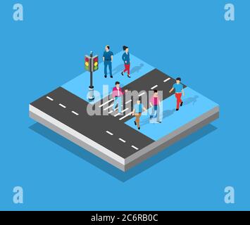 Perspektivische isometrische Ansicht Straße von oben Stock Vektor