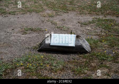 Firehole Lake im Yellowstone National Park, entlang des Firehole Canyon Drive, einem geothermischen Thermalquellgebiet Stockfoto
