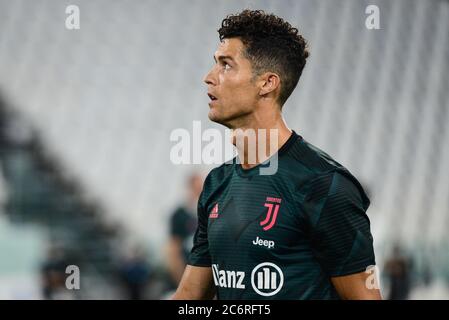 Cristiano Ronaldo von Juventus FC in Aktion während der Serie A Fußballspiel Juventus FC vs Atalanta. Das Spiel endete in einem 2-2 Unentschieden, bei Allianz Sta Stockfoto