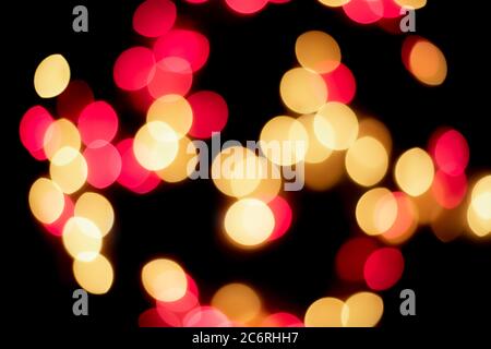 Rote und gelbe LED Bokeh-Lichter Stockfoto