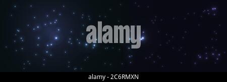Magisches blaues weihnachtliches breites Banner mit Lichtern. Abstrakter Shyning-Hintergrund. Vektorgrafik Stock Vektor