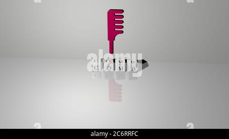 3D-Illustration von KAMM Grafiken und Text von metallischen Würfel Buchstaben für die damit verbundenen Bedeutungen des Konzepts und Präsentationen. Hintergrund und Haare Stockfoto