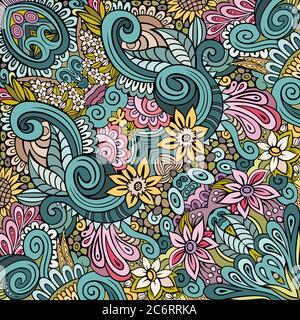 Vektor Ethnic handgezeichnete Farbe nahtlose Muster Stock Vektor