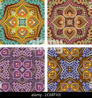 Vektor abstrakt ethnischen handgezeichneten Hintergründe gesetzt Stock Vektor