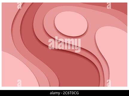 Rosa und roter Hintergrund in Papier geschnitten und Handwerk Stil Stock Vektor