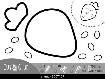 Bildung Papier Spiel für Kinder, Erdbeere. Verwenden Sie Schere und Kleber, um das Bild zu erstellen. Stock Vektor