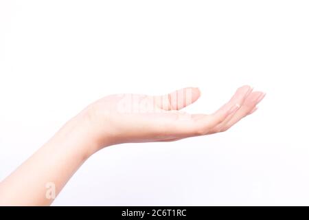 Finger Hand Symbole isoliert Konzeptwelt und digitale Technologie in unseren Händen auf weißem Hintergrund Stockfoto