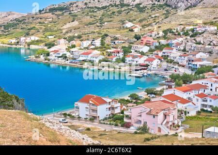Idyllisches Küstendorf Metajna, Insel Pag, Dalmatien Region von Kroatien Stockfoto