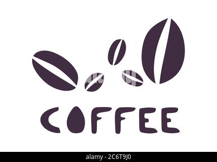 Kaffee bezogene handschriftliche Beschriftung. Logo des Kaffees. Typografie und Handschriftenwerk Stock Vektor