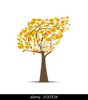 Herbst Baum mit fallenden Blätter Stock Vektor