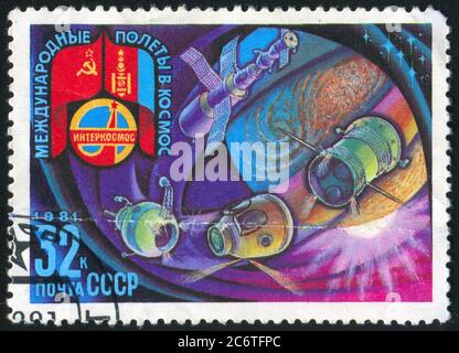 RUSSLAND - UM 1981: Briefmarke gedruckt von Russland, zeigt Re-Entry, um 1981 Stockfoto