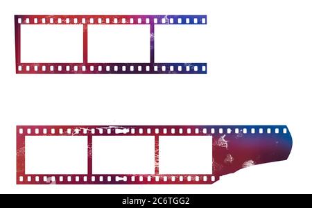 Leerer Rahmen von fotografischem Analogfilm, Kamerafilm, grungy Fotorahmen, freier Raum für Pix, Vektor Stockfoto