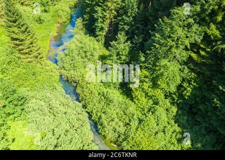 Luftaufnahme des Flusses Matica im Nationalpark Plitvicer Seen, Kroatien Stockfoto