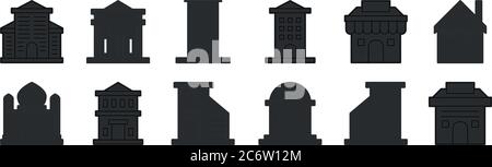 Set von 12 dünnen Umriss Symbole wie Shop, Planetarium, Wohnung, Shop, Wolkenkratzer, Regierung für Web, mobile Stock Vektor
