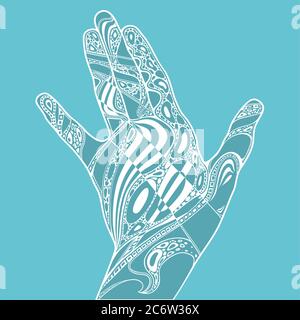 Illustration der Konturhand mit Ornament innen Stock Vektor