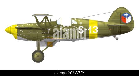 Avia B.534.217 der Kombischwadron während des Slowakischen Nationalaufstandes, in dem Frantisek Cyprich einen ungarischen Junkers Ju 52/3m, 1944 abschoss Stockfoto