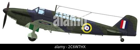 Fairey Fulmar Mk I ('6F') von der 808. Staffel FAA, die vom Deck des Flugzeugträgers HMS Ark Royal aus betrieben wurde, 1941 Stockfoto