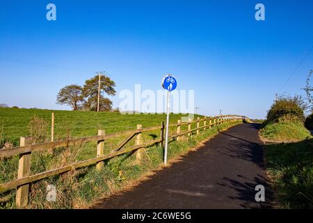 Fahrrad und Fußgängerverkehr Zeichen auf Fußweg Großbritannien Stockfoto