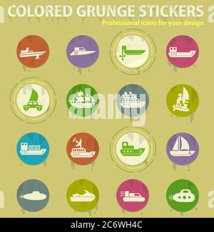 Wasser Transport Icon Set Stock Vektor