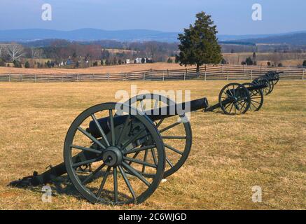 SHARPSBURG, MARYLAND, USA - Artilleriekanone im Bürgerkrieg auf dem nationalen Schlachtfeld von Antietam. Stockfoto