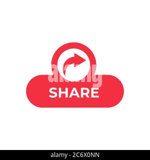 Symbolvektor für Share-Button für soziale Medien. Share Icon Button Vektorgrafik Design-Vorlage. Symbol oder Schaltfläche für Video-Kanal, Blog, Social teilen Stock Vektor