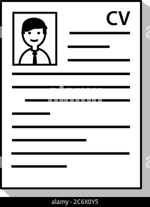 Rekrutierung Lebenslauf Lebenslauf Dokument mit Schatten-Symbol Stock Vektor