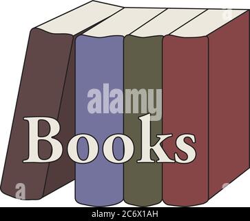 Gruppe von stehenden Büchern Retro Farbe flach einfaches Symbol mit Textbüchern Vektor-Illustration Stock Vektor