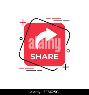Symbolvektor für Share-Button für soziale Medien. Share Icon Button Vektorgrafik Design-Vorlage. Symbol oder Schaltfläche für Video-Kanal, Blog, Social teilen Stock Vektor