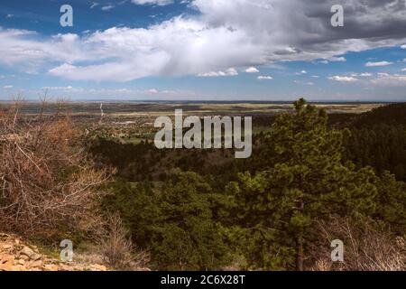 Atemberaubender Blick auf den Horizont, Stadt Boulder Colorado USA. Stockfoto