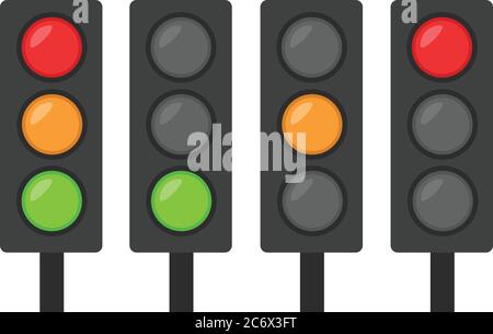 Satz von Ampeln Symbol rot grün und orange einfach Flache Desi Stock Vektor