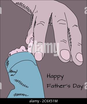 Happy Fathers Tag Grußkarte Doodle Skizze des großen Vaters Hand Stock Vektor