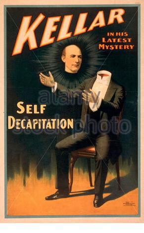 Kellar, Selbstenthauptung, vintage Werbeplakat von 1898 Stockfoto