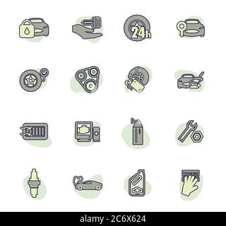 Auto Shop Icons set Stock Vektor