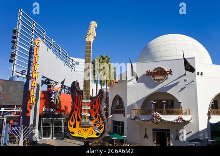 Hard Rock Cafe Guitar im CityWalk, Universal Studios Hollywood, Los Angeles, Kalifornien, USA, Nordamerika Stockfoto