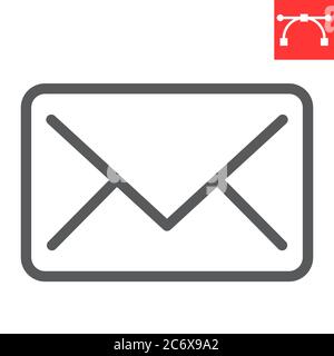 E-Mail-Zeilen-Symbol, benutzeroberfläche und Schaltfläche, Hüllkurvenzeichen Vektorgrafiken, bearbeitbare Kontur linearen Symbol, eps 10. Stock Vektor