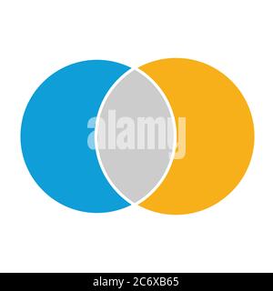 Venn Diagramm mathematische Vektor, negativer Raum, Farbe moderne Symbol - isoliert auf weißem Hintergrund . Stock Vektor