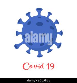 Coronavirus-Zellen oder Bakterienmolekül. Virus COVID-19 Zelle in Kugelform mit langen Antennen. Vektor flach Illustration auf weißem Hintergrund Stock Vektor