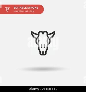 Bull Skull einfaches Vektor-Symbol. Illustration Symbol Design Vorlage für Web mobile UI Element. Perfekte Farbe modernes Piktogramm auf bearbeitbaren Strich. Bull Skull Symbole für Ihr Business-Projekt Stock Vektor