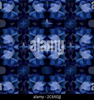 Schöne nahtlose dunkle Muster mit Textur der blauen Kristalloberfläche Stock Vektor