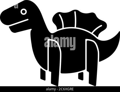 Dinosaurier 3D Puzzle Spielzeug schwarze Glyphe Symbol. Dino Spielzeug für Kleinkinder. Pädagogische Spiele spielen Figur. Entwicklung der Vorstellungskraft. Silhouette Symbol auf weiß Stock Vektor