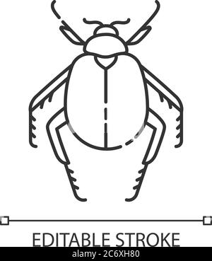 Scarabäle Pixel perfekte lineare Symbol. Kleine Arthropode, ägyptischer Käfer, Wüstenbewohner. Dünne Linie anpassbare Illustration. Kontursymbol. Vektor Stock Vektor