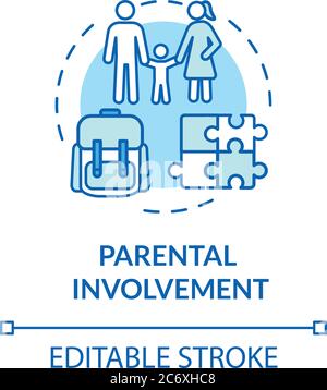 Symbol für das Konzept der elterlichen Teilnahme. Elterliche Beteiligung und Kindheit. Eltern Kommunikation mit Kindern Idee dünne Linie Illustration. Vektor isoliert Stock Vektor