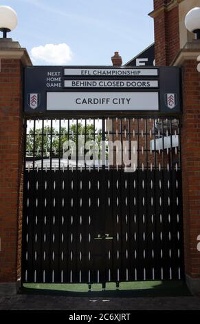 EFL Meisterschaft Cardiff City gegen Fulham spielte hinter verschlossenen Türen während der covid-19 Pandemie, Craven Cottage, Fulham, West London, UK Stockfoto