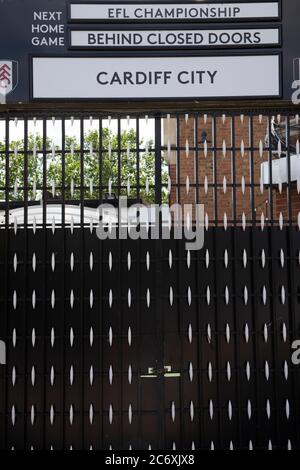 EFL Meisterschaft Cardiff City gegen Fulham spielte hinter verschlossenen Türen während der covid-19 Pandemie, Craven Cottage, Fulham, West London, UK Stockfoto