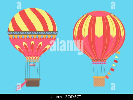 Vintage Heißluftballons am Himmel. Vektorgrafik Stock Vektor