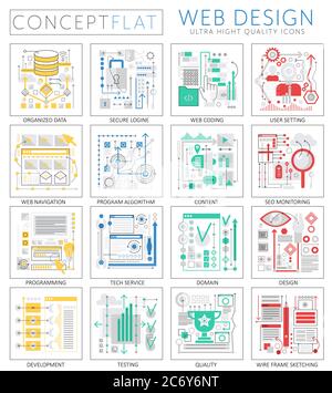 Infografiken Mini Konzept Web-Design-Icons für Web. Premium-Qualität Design Web-Grafiken Symbole Elemente. Webdesign Konzepte Stock Vektor