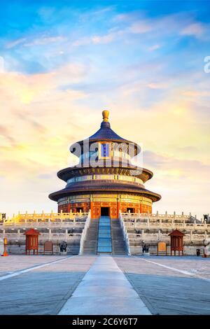 Peking, China - Jan 10 2020: Der Himmelstempel ist ein kaiserlicher Komplex religiöser Gebäude Stockfoto