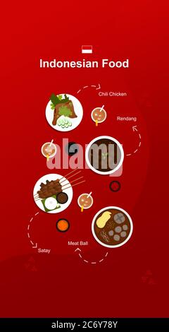 indonesische Food Story Social Media Stock Vektor